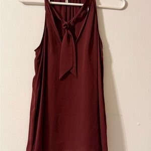 Sleeveless Tie-Neck Women's Top in Burgundy